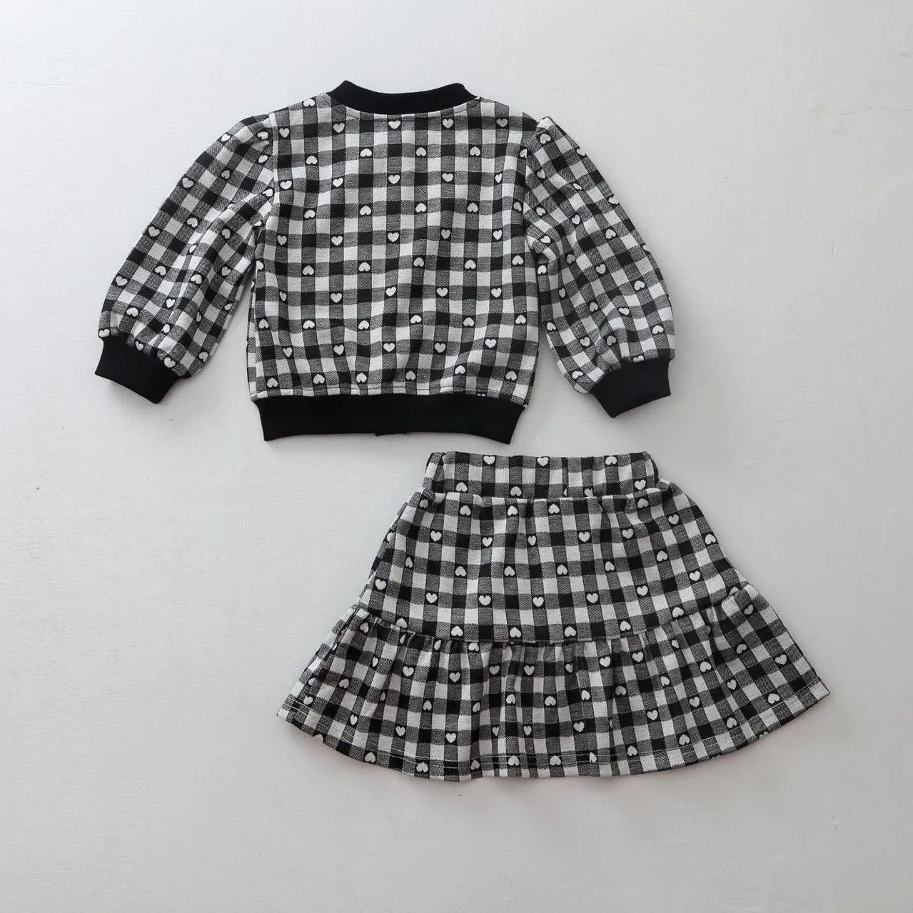 2 Pieces Set Baby Kid Girls Love heart Print Cardigan And Skirts Wholesale 231130136