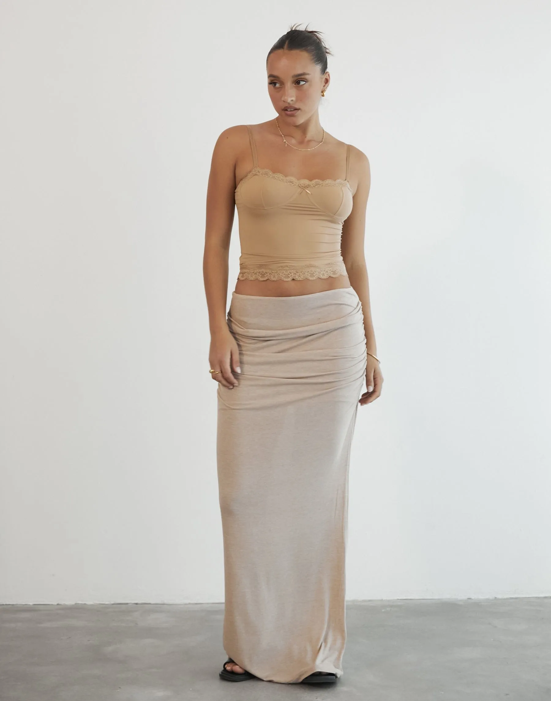 Almost Famous Maxi Skirt (Taupe) - By Lioness