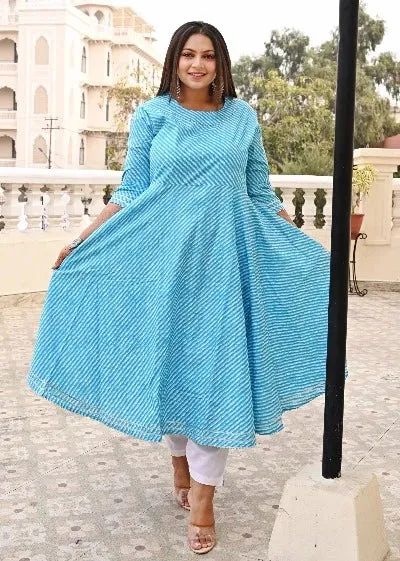 Anarkali Plus Size Blue Kurti for women