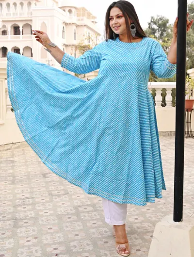 Anarkali Plus Size Blue Kurti for women