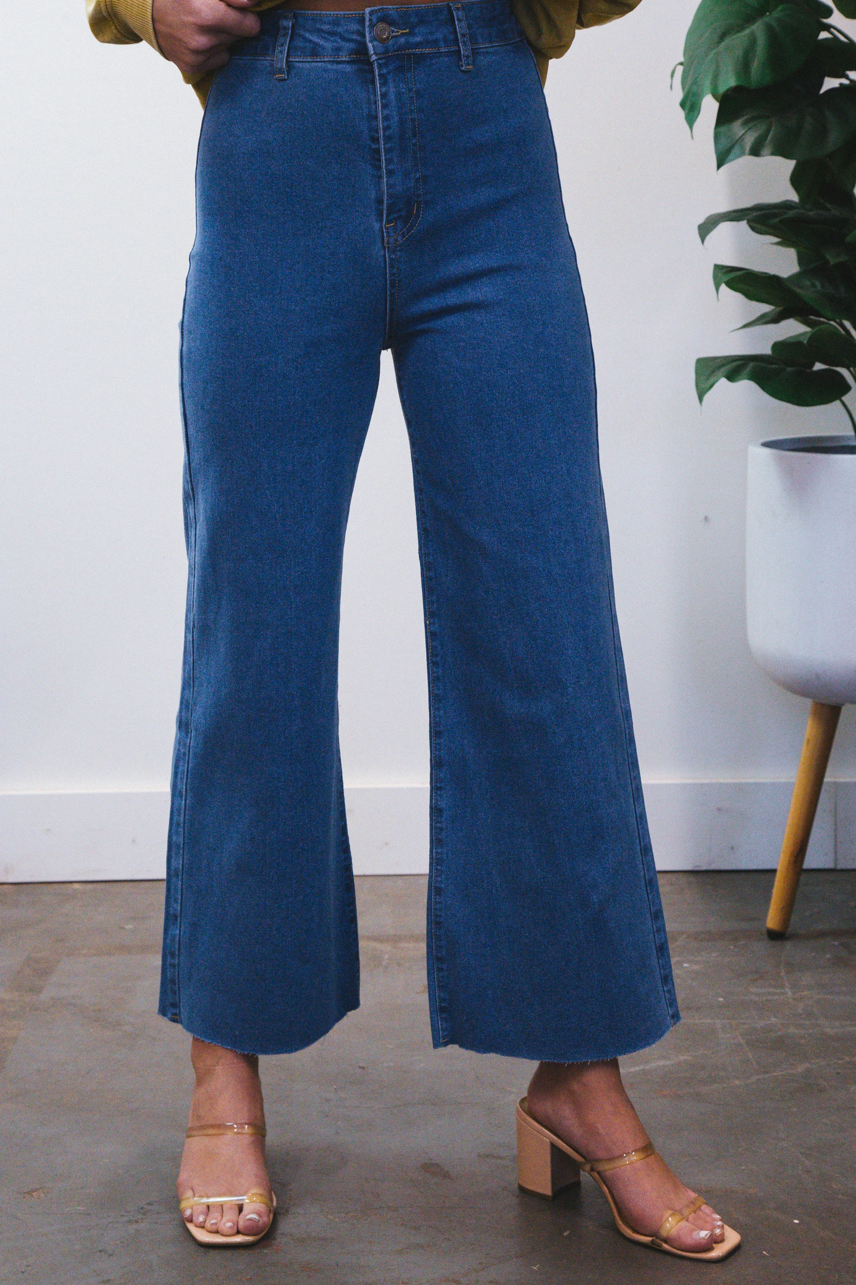 Aria High Rise Wide Leg Pants, Medium Denim