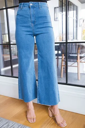 Aria High Rise Wide Leg Pants, Medium Denim