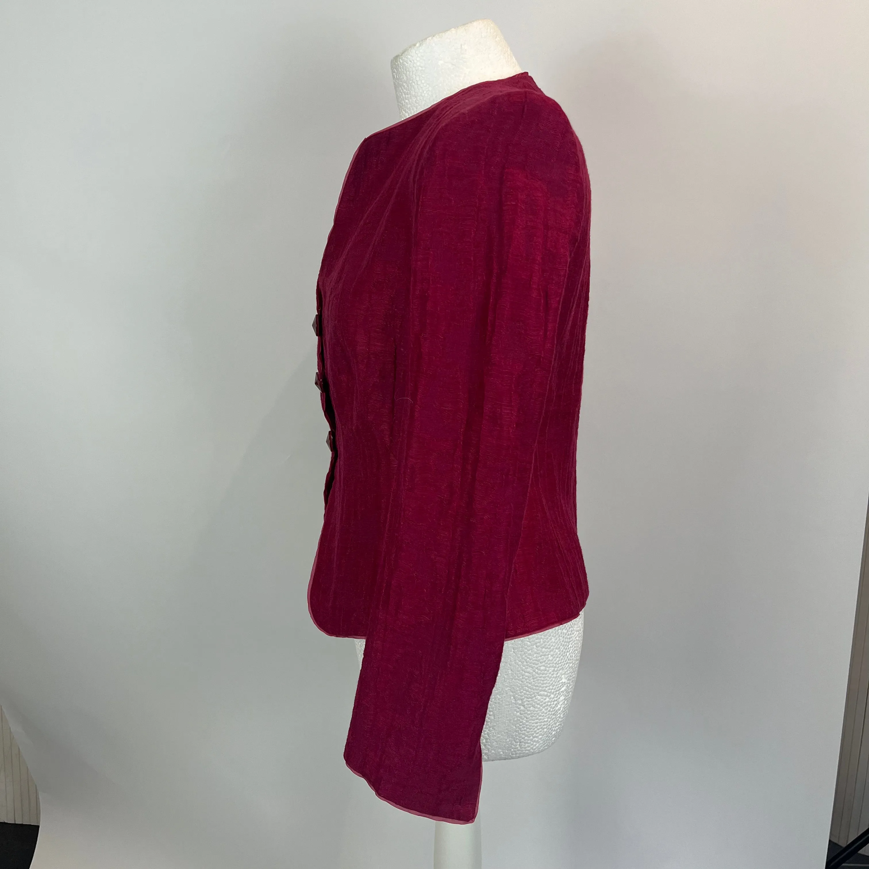 Armani Collezioni Fuchsia Textured Linen Mix Jacket M