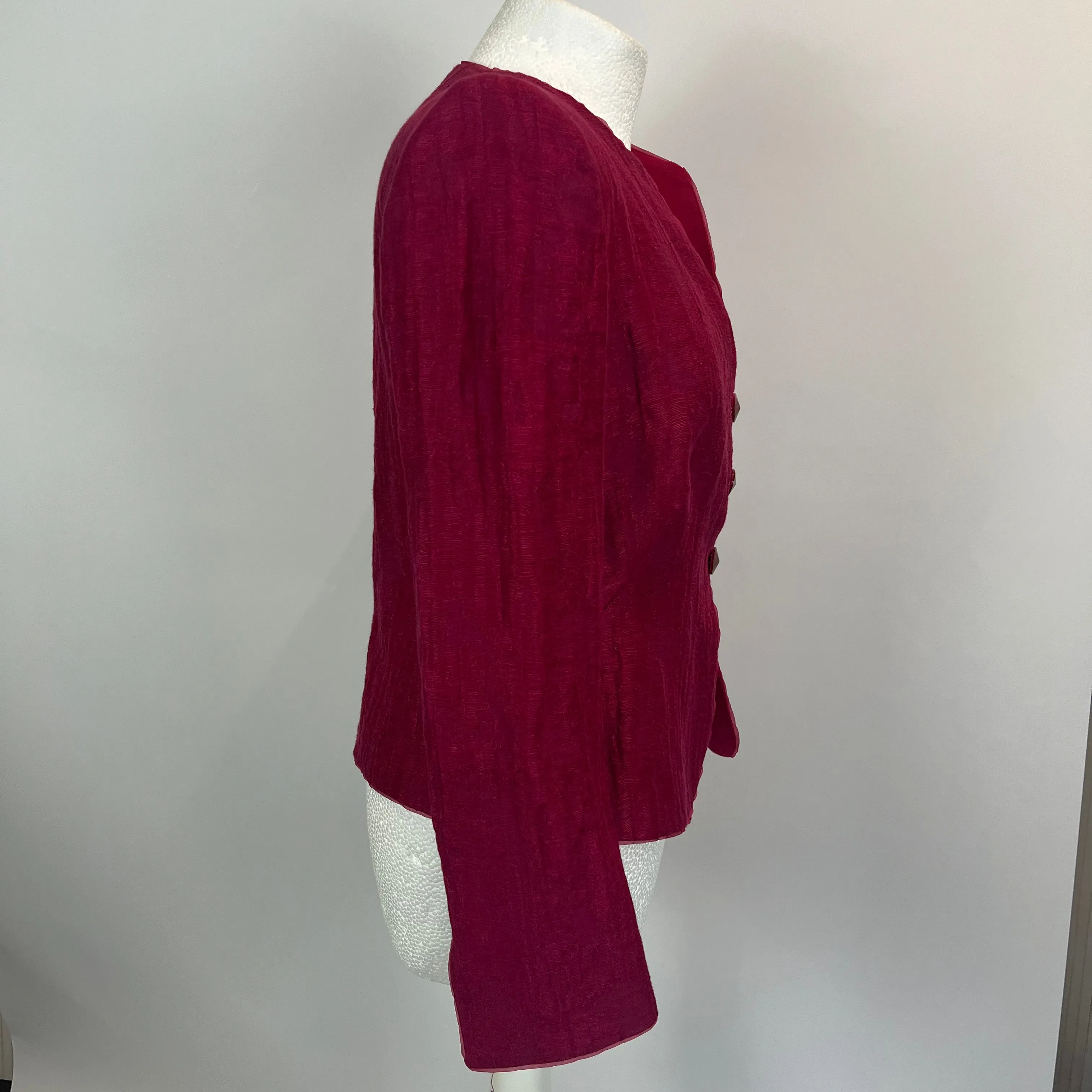 Armani Collezioni Fuchsia Textured Linen Mix Jacket M