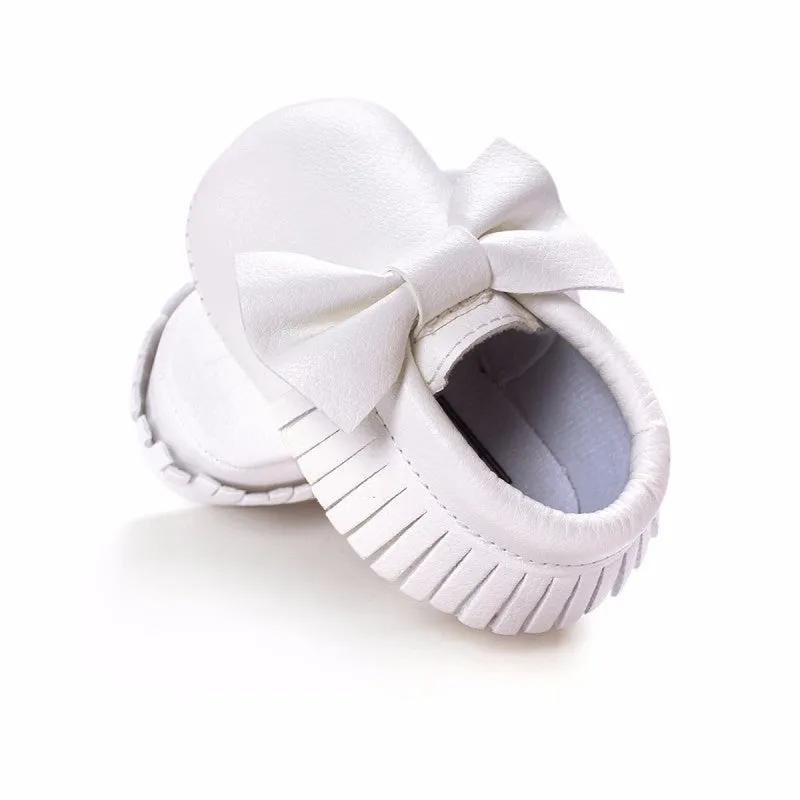 Baby Girl Moccasins with Bows First Walkers Soft Sole Shoes