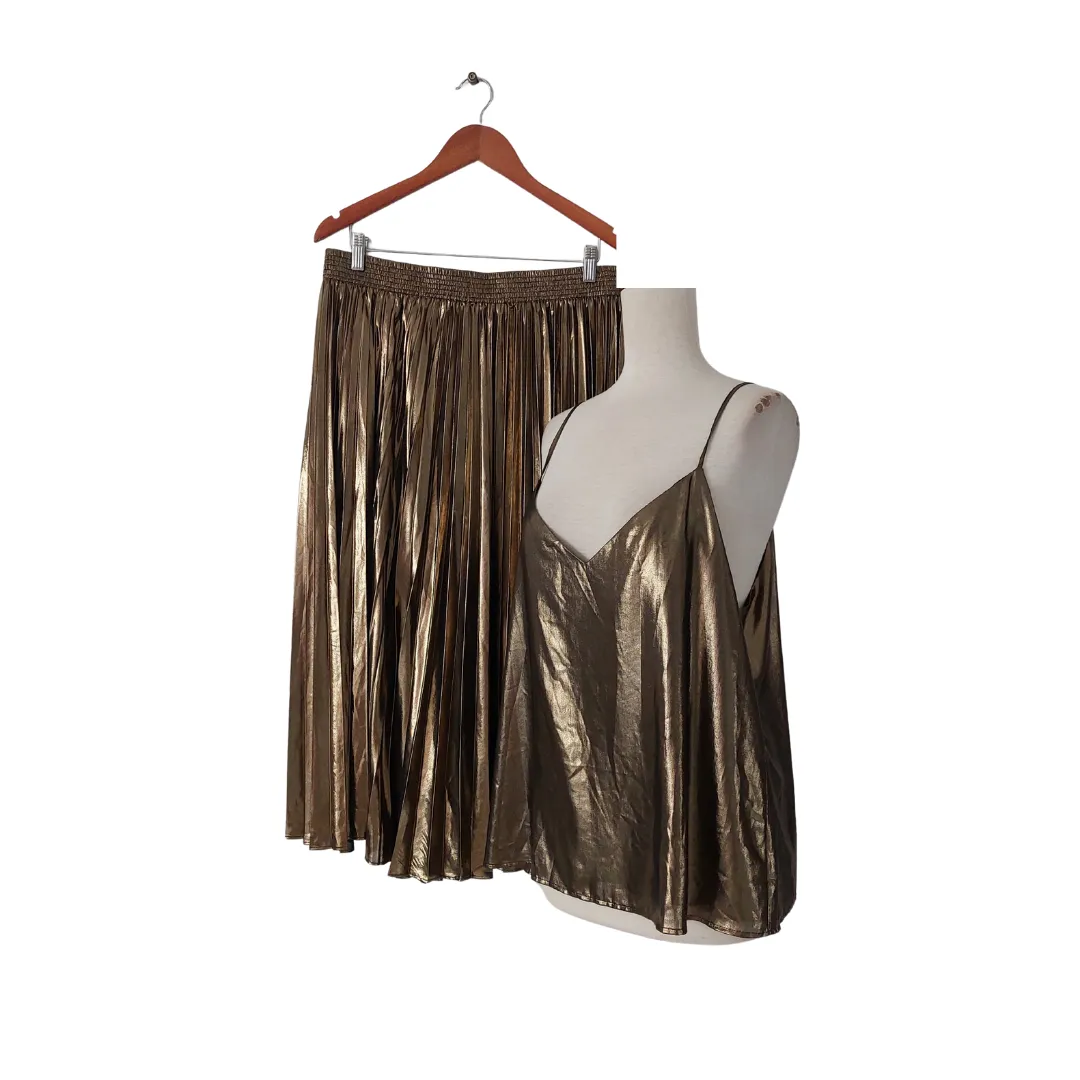 Banana Republic Gold Pleated Midi Skirt Set | Gently Used |