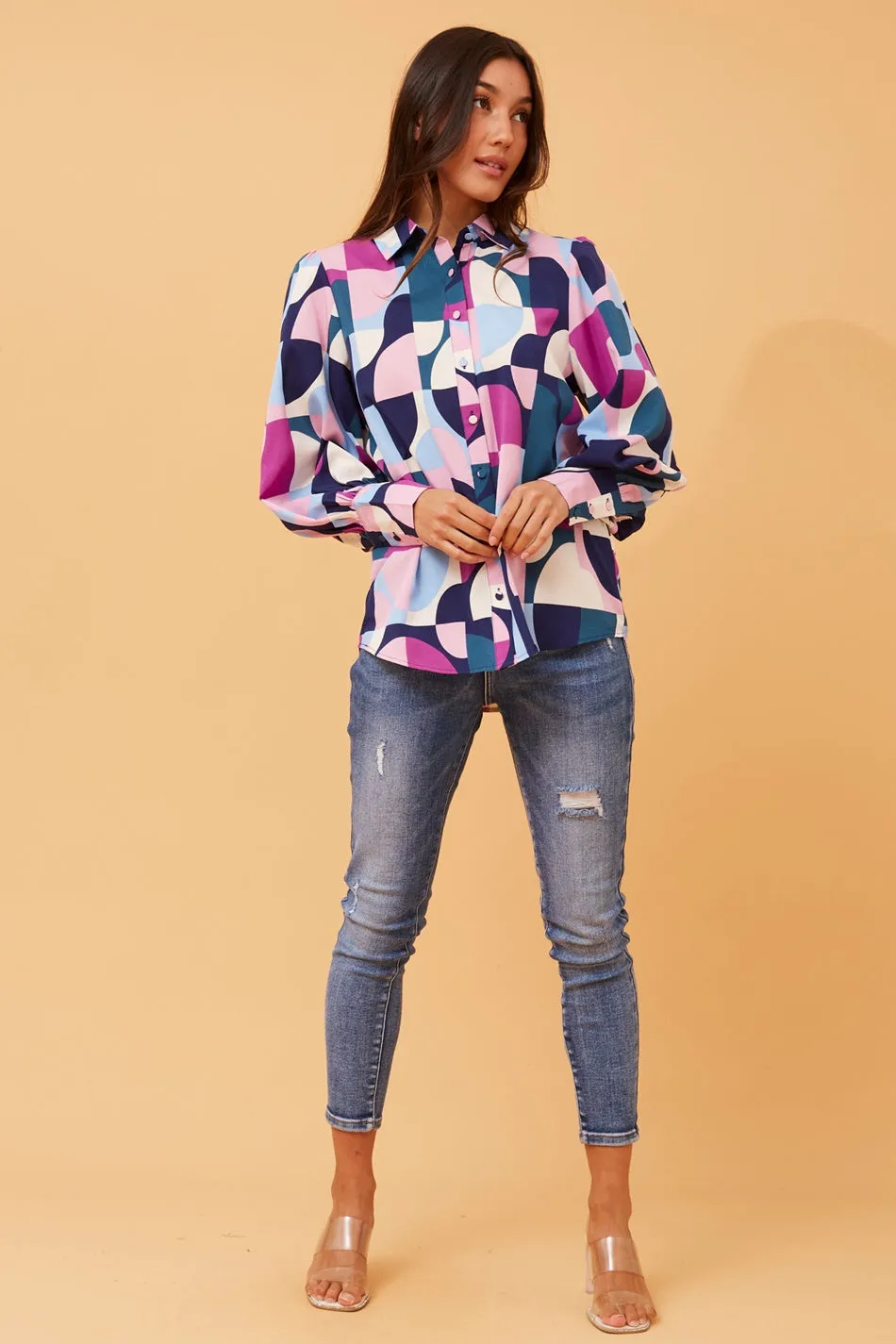 BELLE GEOMETRIC PRINT SHIRT