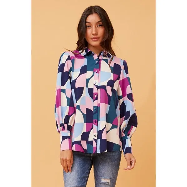 BELLE GEOMETRIC PRINT SHIRT