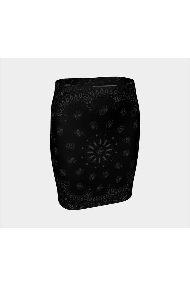 Black Bandana Fitted Skirt