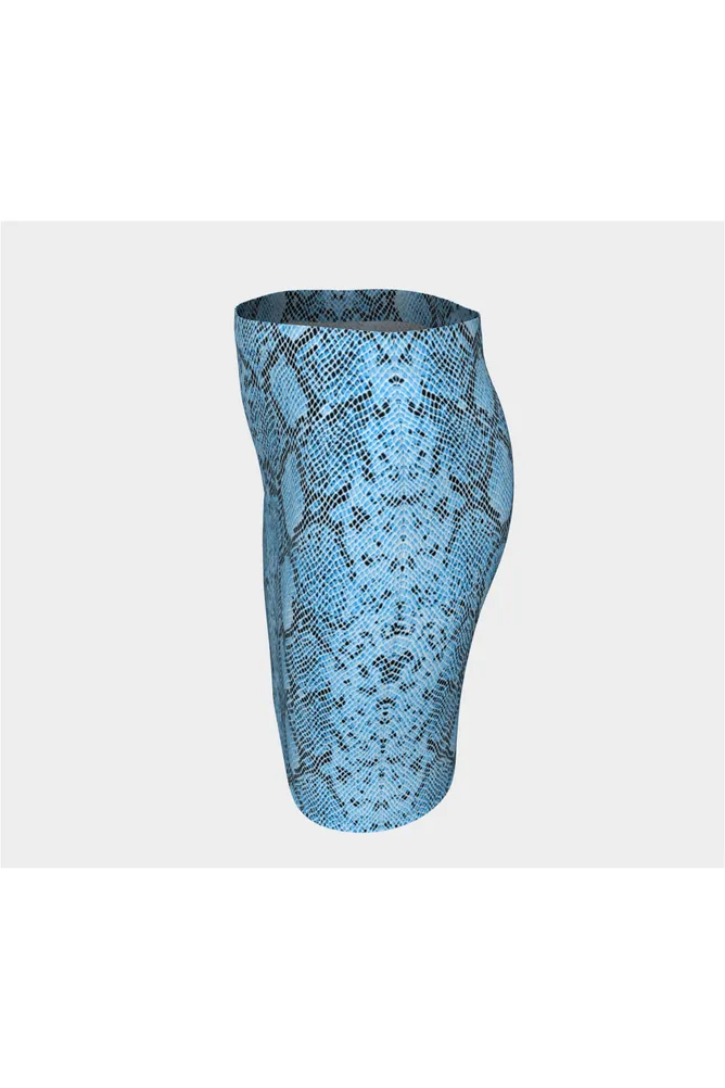 Blue Snakeskin Fitted Skirt