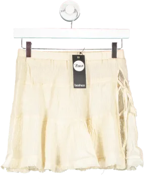 boohoo Beige Frill Hem Tie Side Beach Skirt UK S