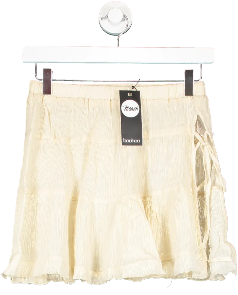 boohoo Beige Frill Hem Tie Side Beach Skirt UK S