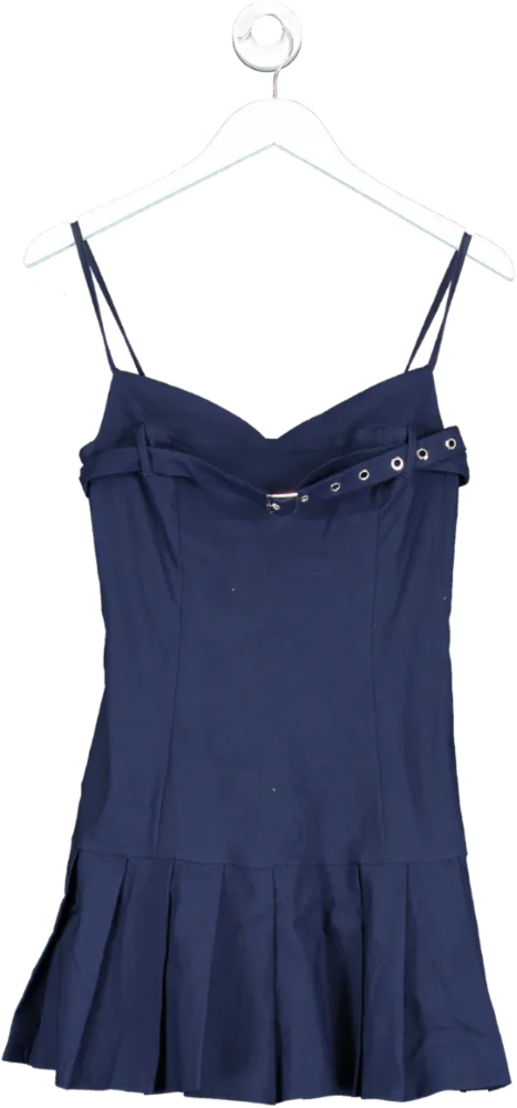 boohoo Blue Buckle Pleated Mini Dress UK 12