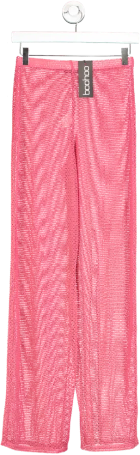 boohoo Pink Shiny Fishnet Beach Trouser UK S