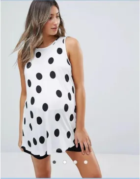 Boohoo Polka Dots Sleeveless Top in White