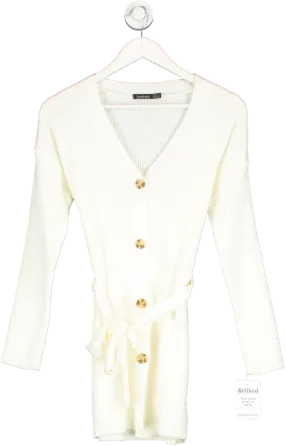 boohoo White Knitted Longline Cardigan UK 8