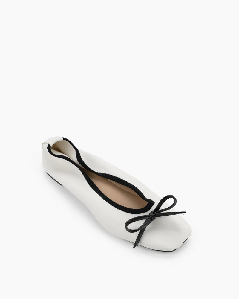 Bow Square Toe Soft Sole Flats