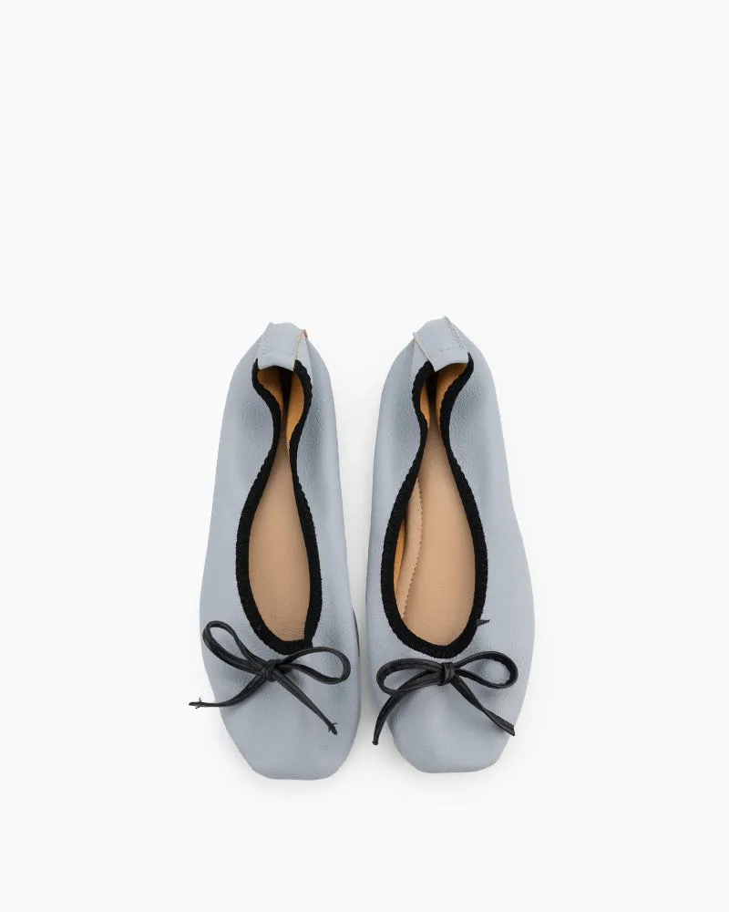 Bow Square Toe Soft Sole Flats