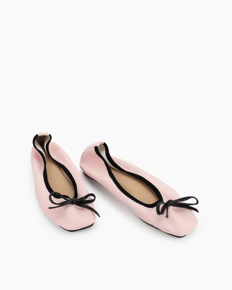 Bow Square Toe Soft Sole Flats