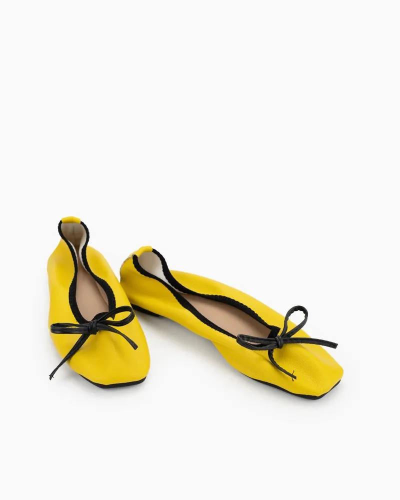 Bow Square Toe Soft Sole Flats