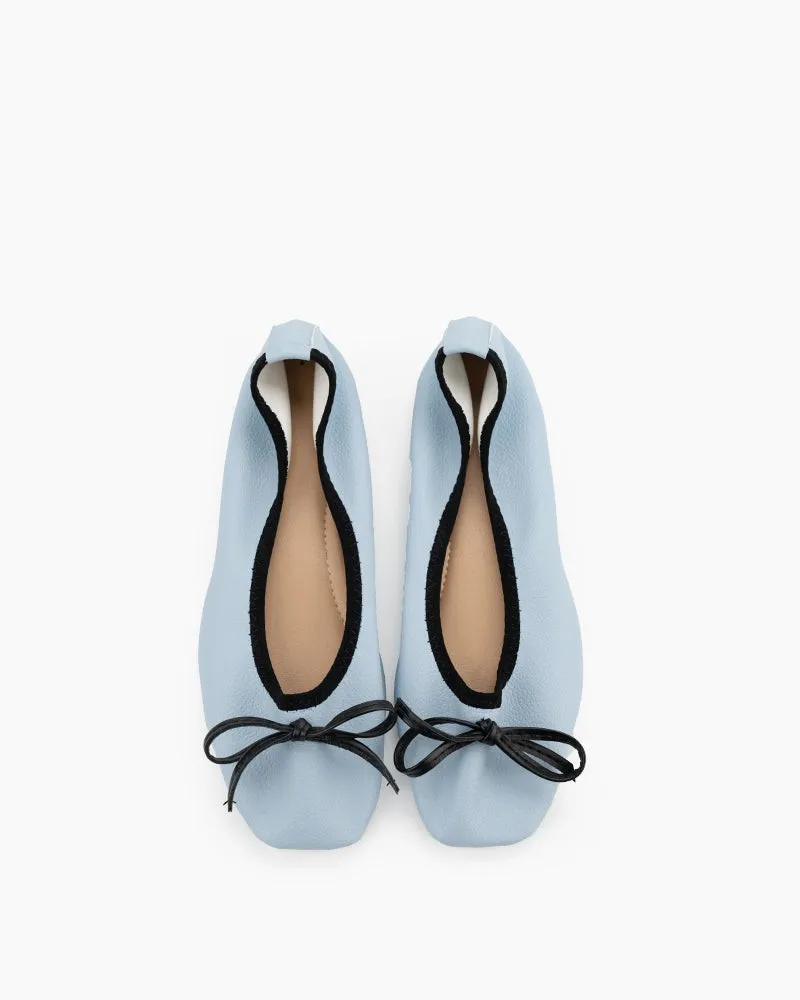 Bow Square Toe Soft Sole Flats