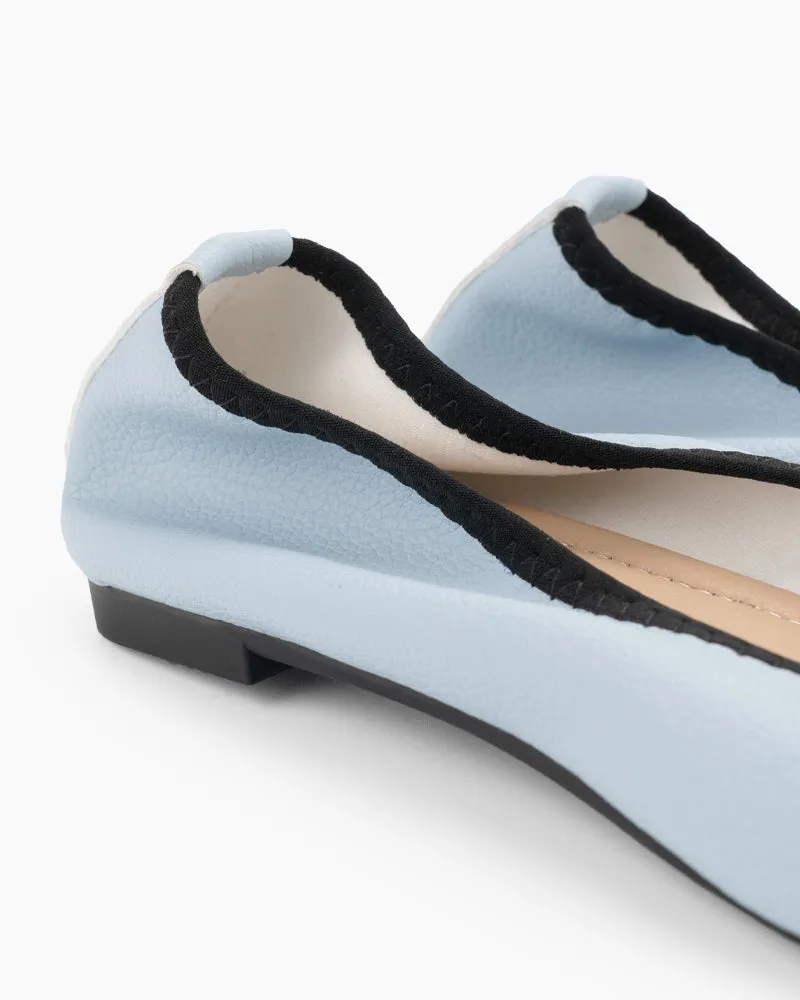 Bow Square Toe Soft Sole Flats