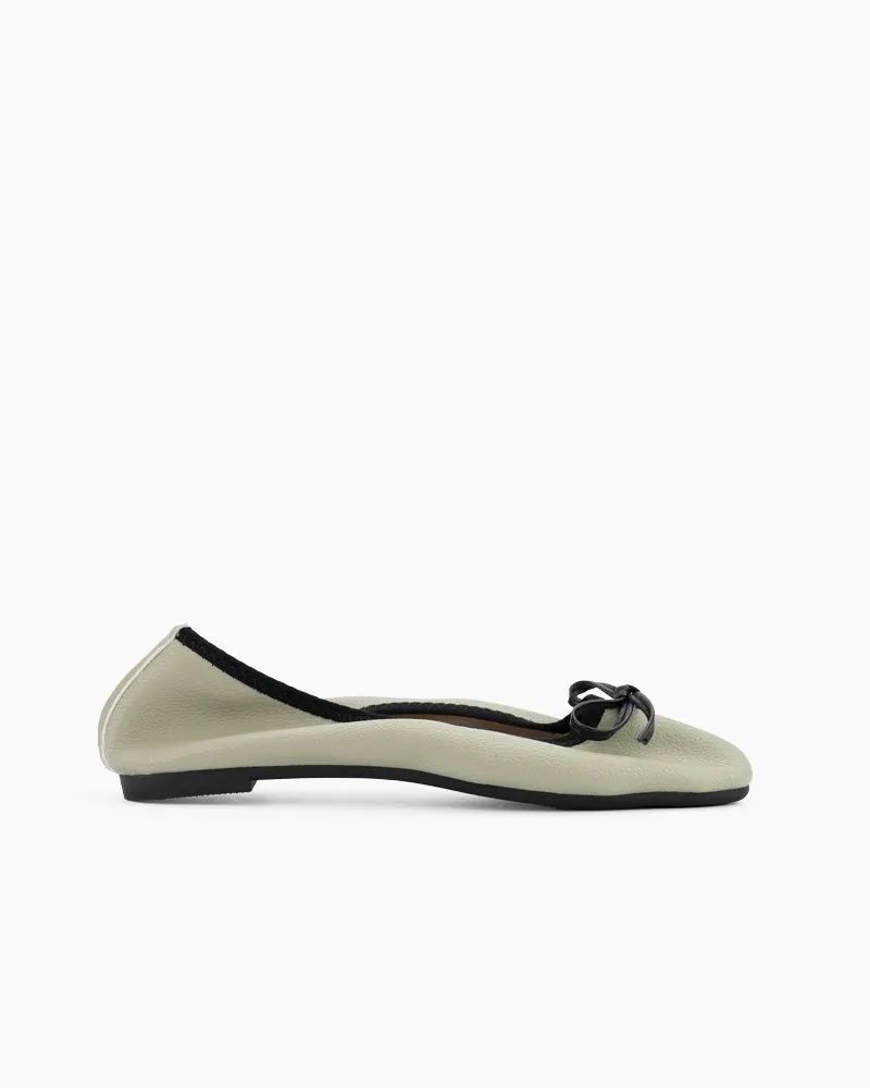 Bow Square Toe Soft Sole Flats