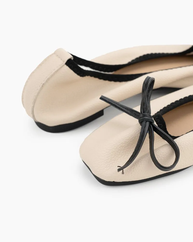 Bow Square Toe Soft Sole Flats