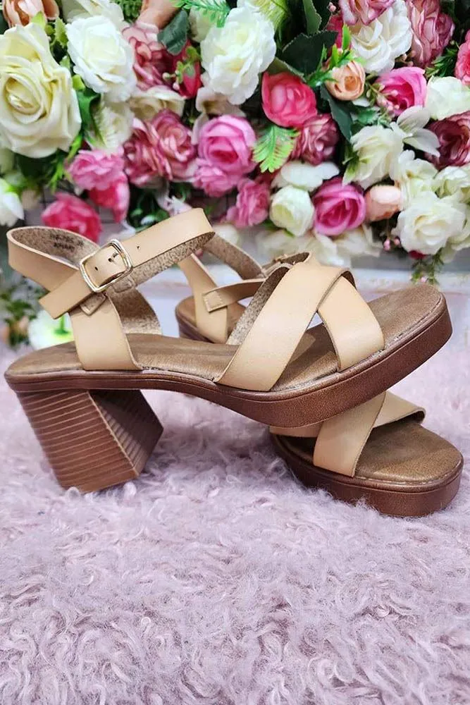 Buckle Strap Block Heel Sandal