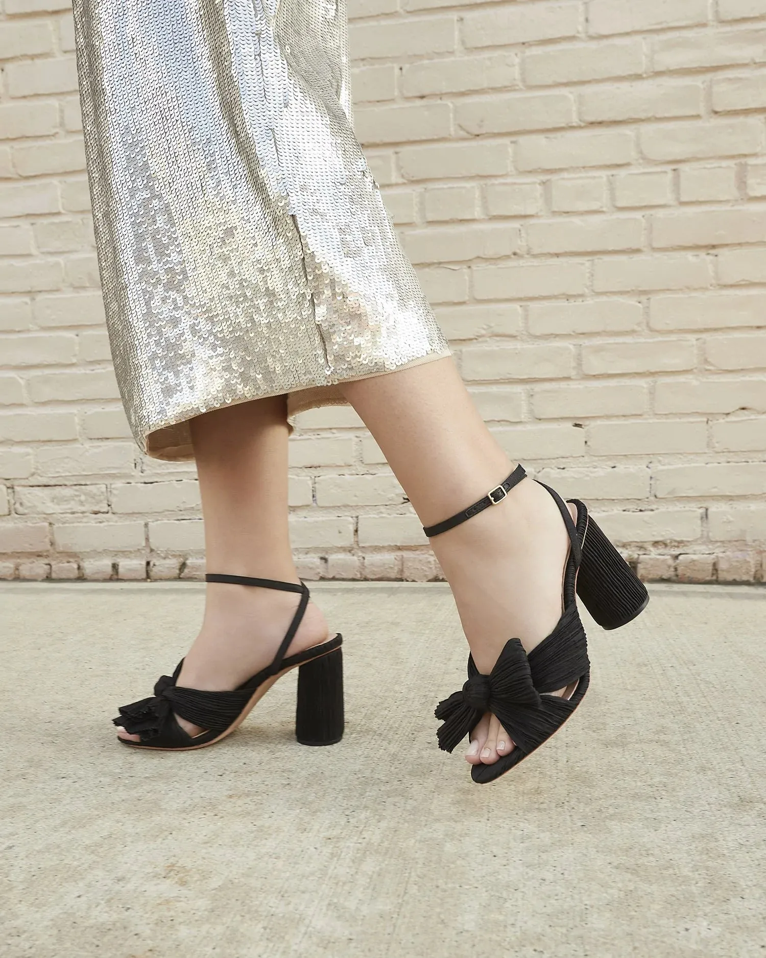 Camellia Pleated Bow Heel