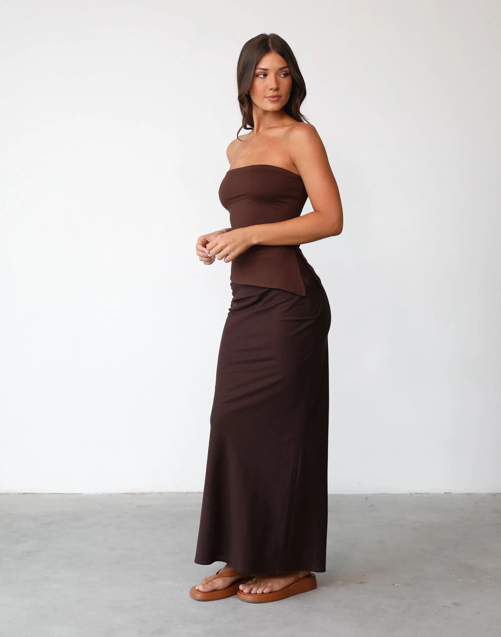 Cleo Linen Maxi Skirt (Chocolate)