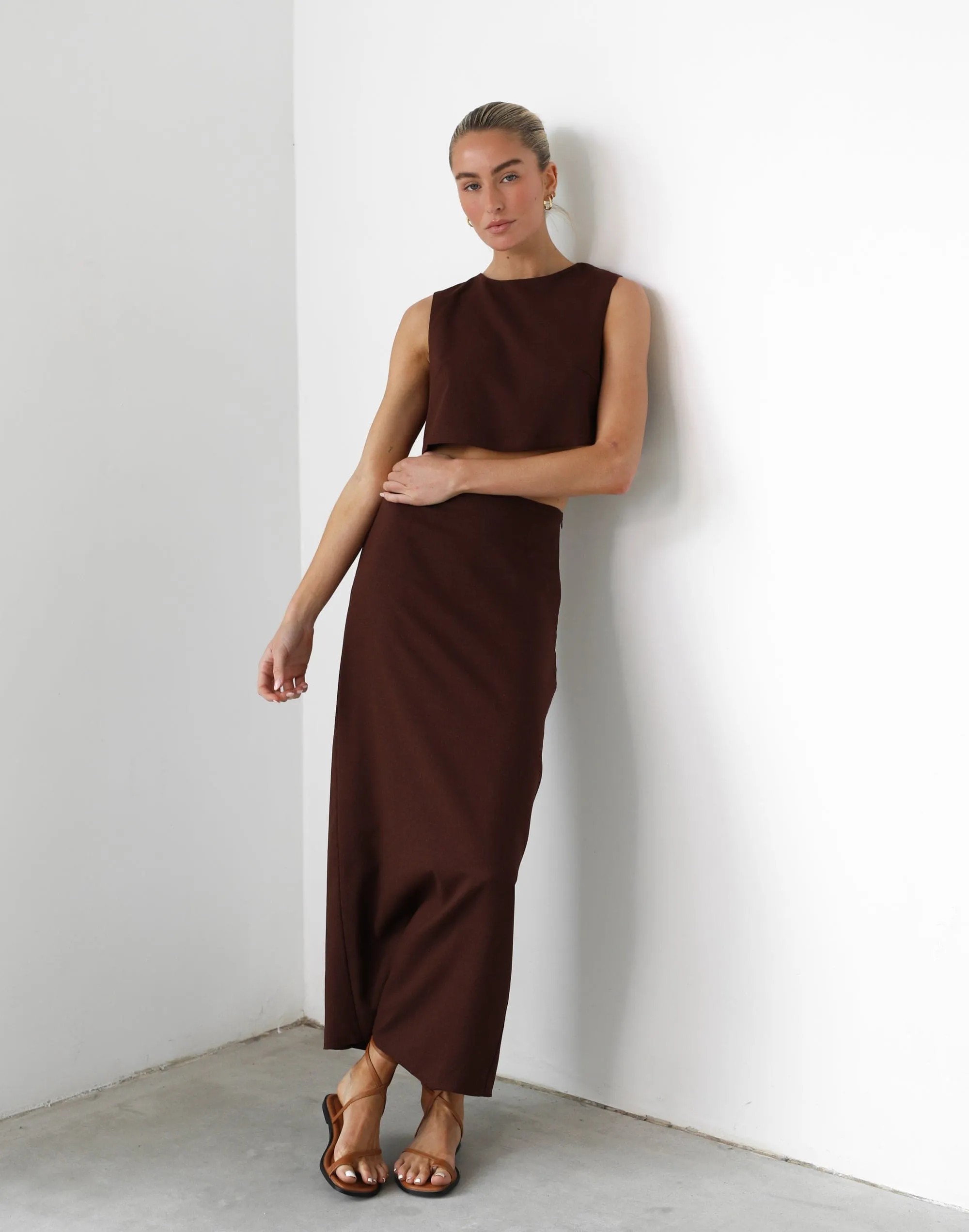 Como Linen Maxi Skirt (Cocoa)