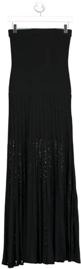 cos Black Pleated Knitted Maxi Dress UK XS