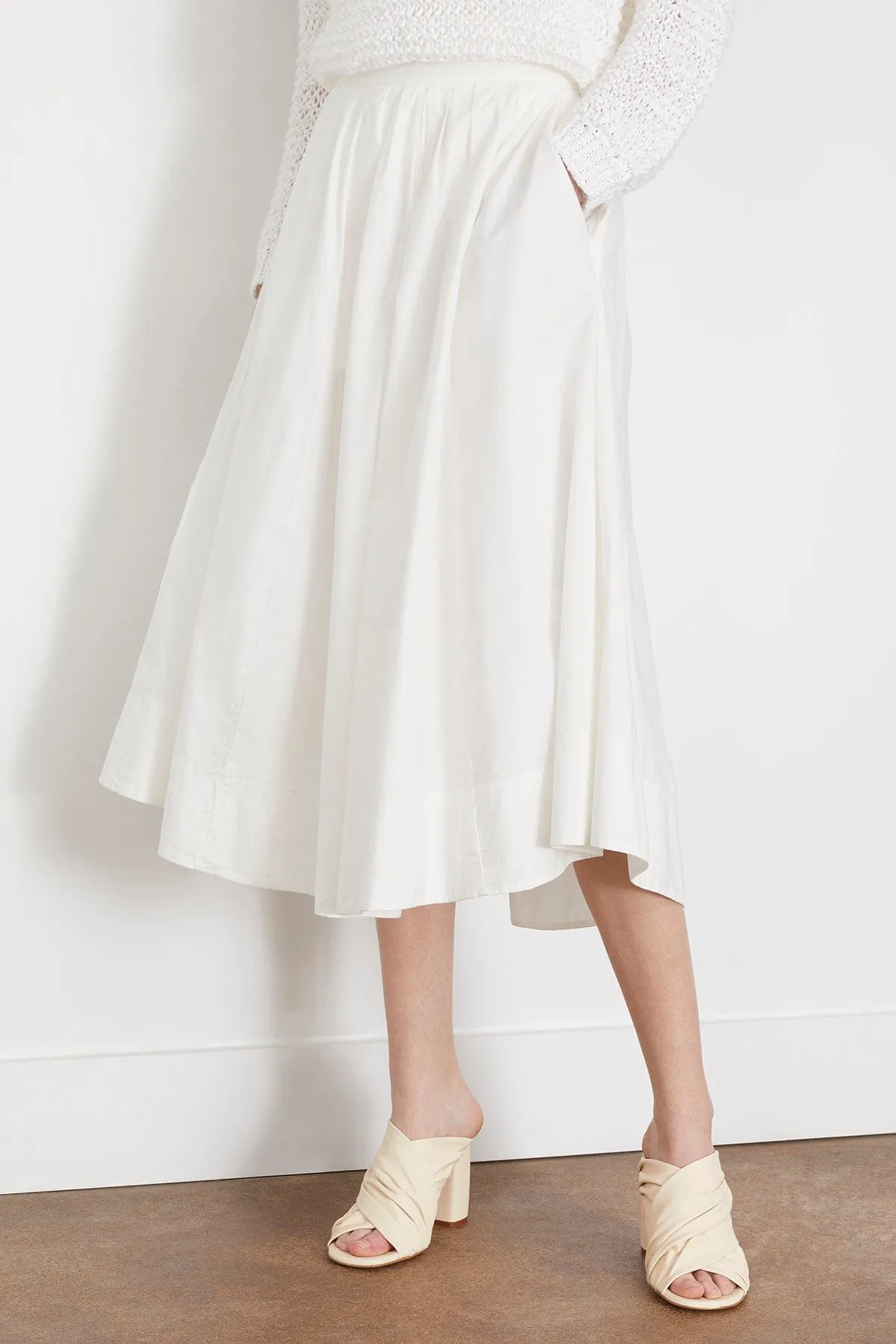 Cotton Poplin Elasticated Skirt in White