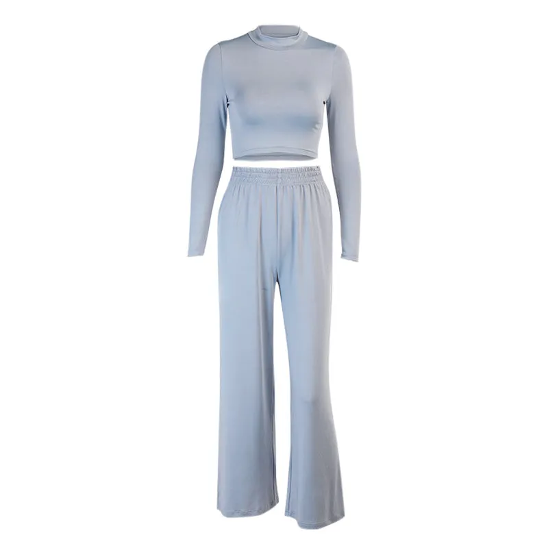 Crop Tops Trouser Flare Pant Sets