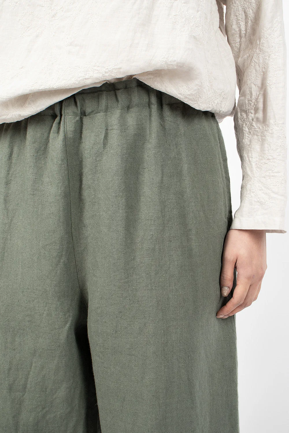 Cuff Pleated Pant Sage Green