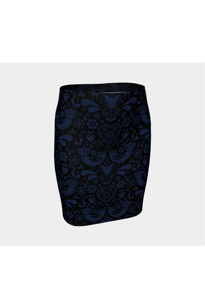 Danish Night Bird Fitted Skirt