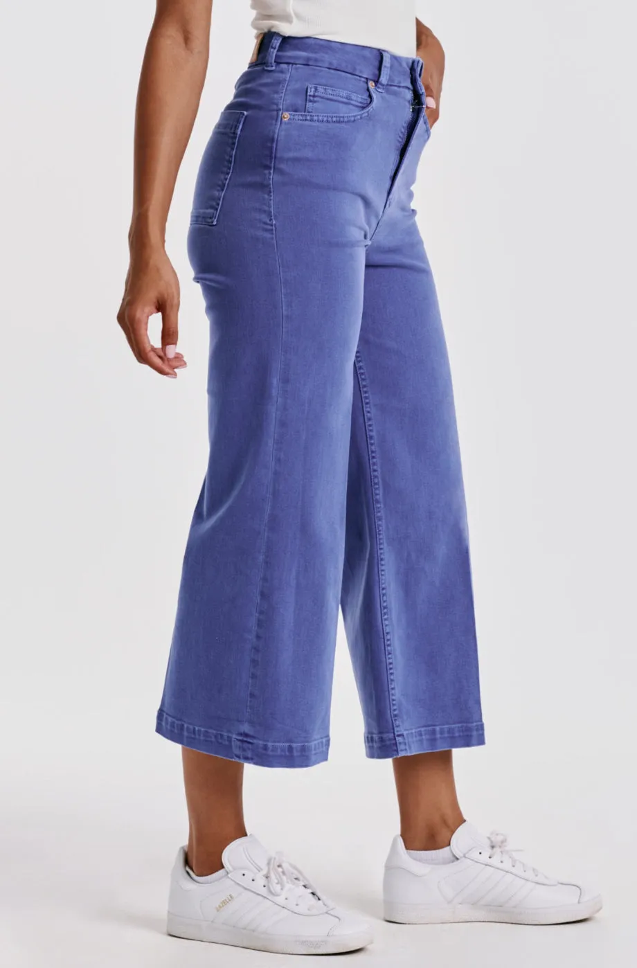 Dear John Audrey Super High Rise Cropped Wide Leg Color Jeans - Galactic Cobalt