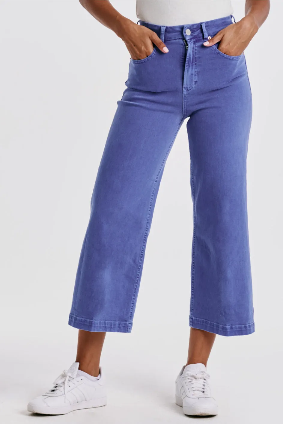 Dear John Audrey Super High Rise Cropped Wide Leg Color Jeans - Galactic Cobalt