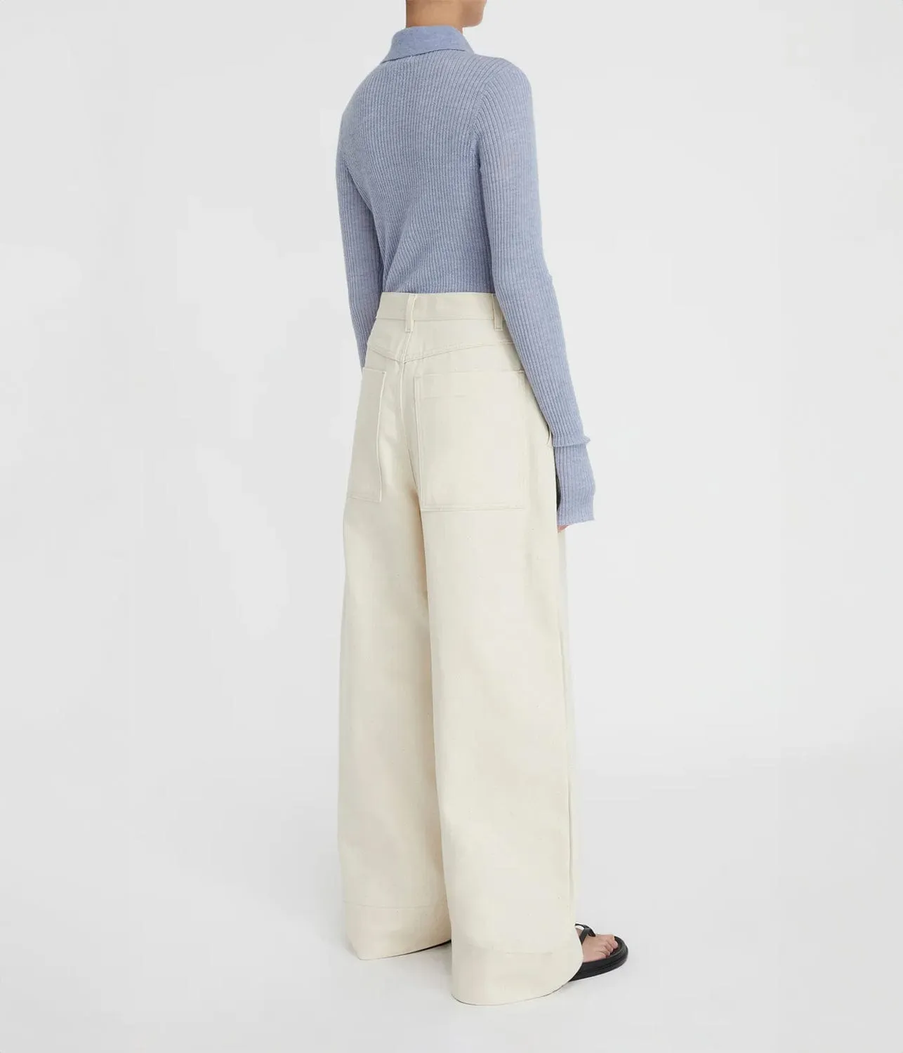 DENIM PLEAT PANT- OAT