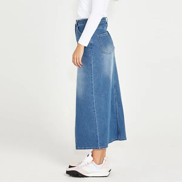 Emerald Denim Maxi Skirt - 80 Wash