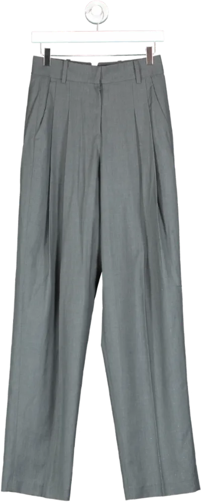 FRANKIE SHOP Paper Moon Seoul Grey Pleated Tencel-blend Trousers Uk 8 UK S