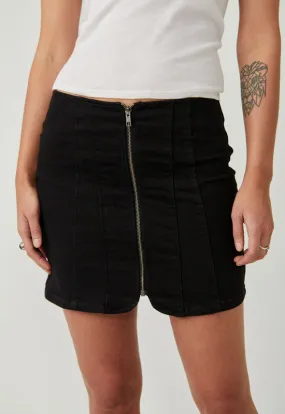 Free People - Layla Denim Mini Skirt Black