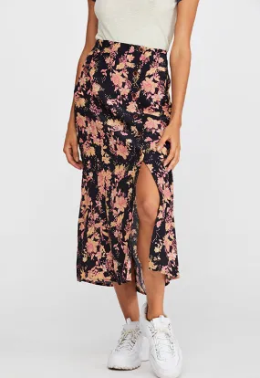 Free People - Retro Love Black Multi Midi Skirt