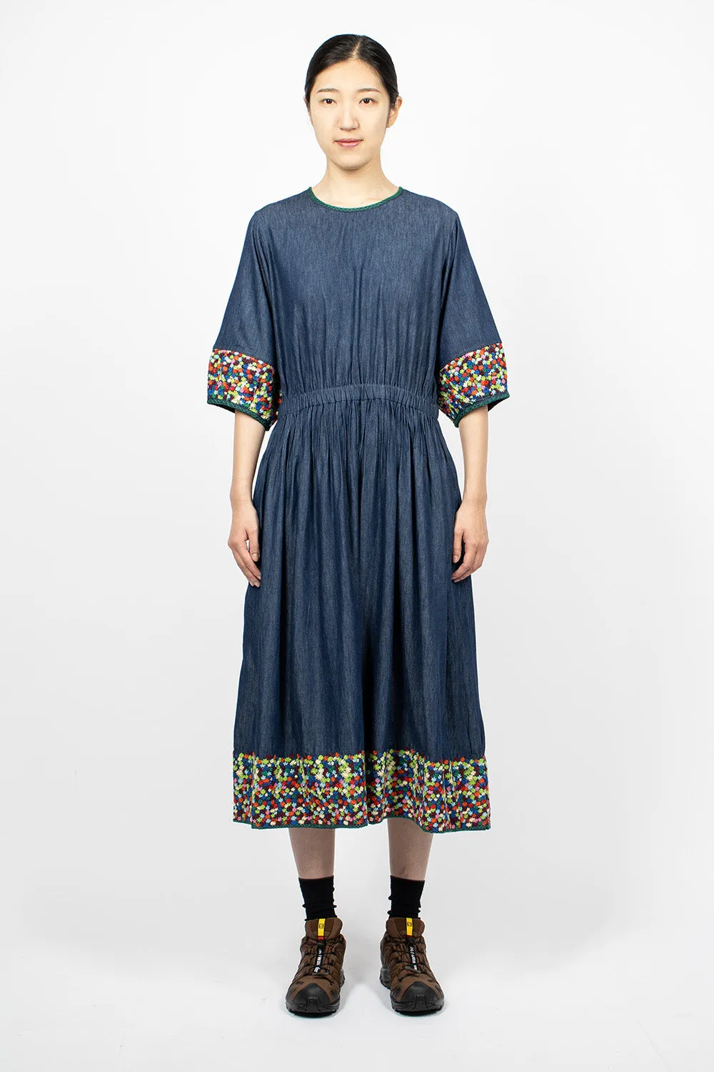 Garden Dress Embroidered Indigo