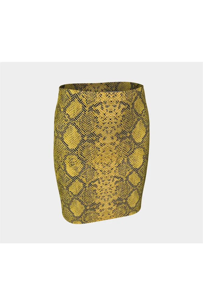 Gold Snakeskin Fitted Skirt