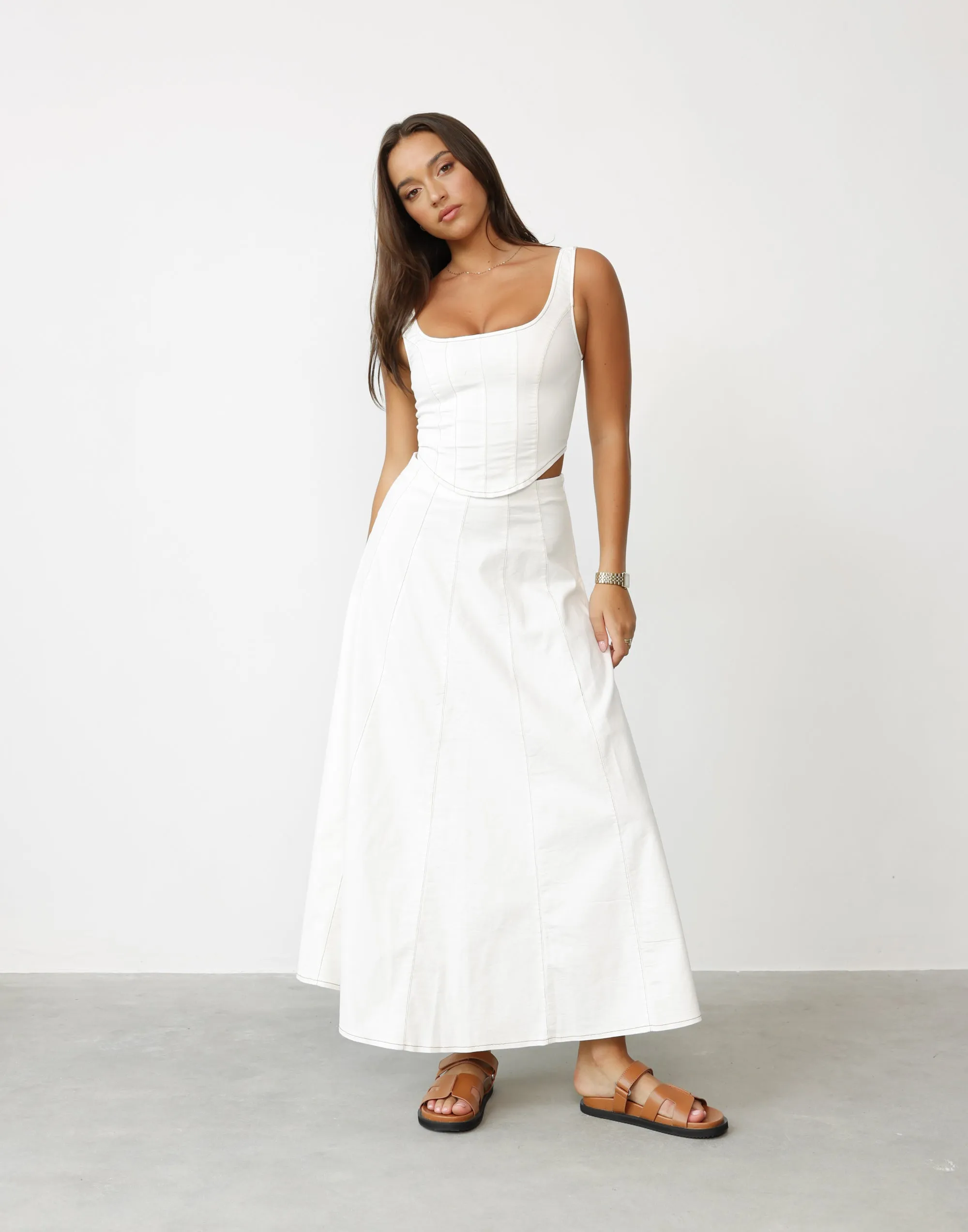 Haylee Maxi Skirt (White)