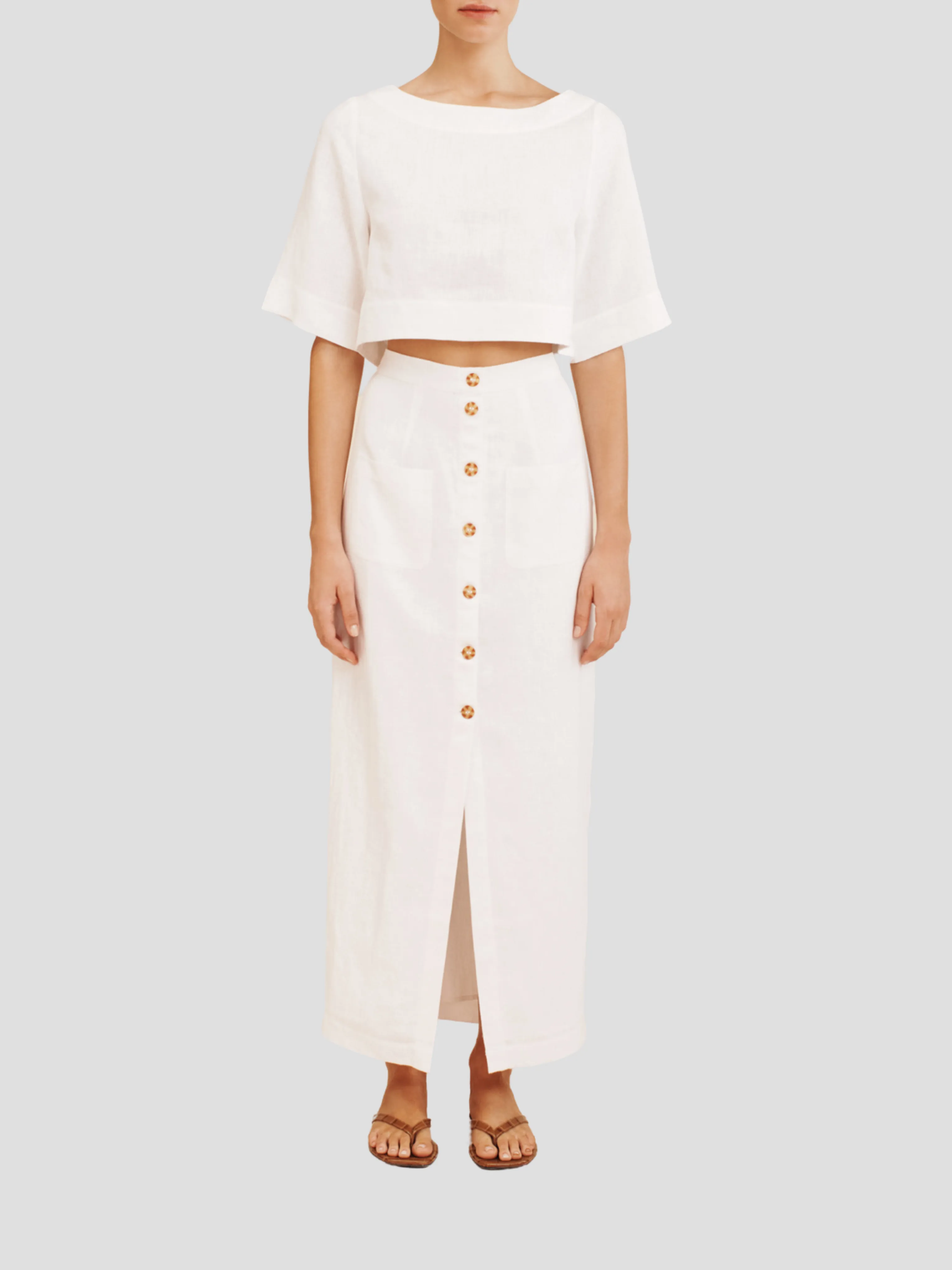 Ivory Heidi Button-own Midi Skirt