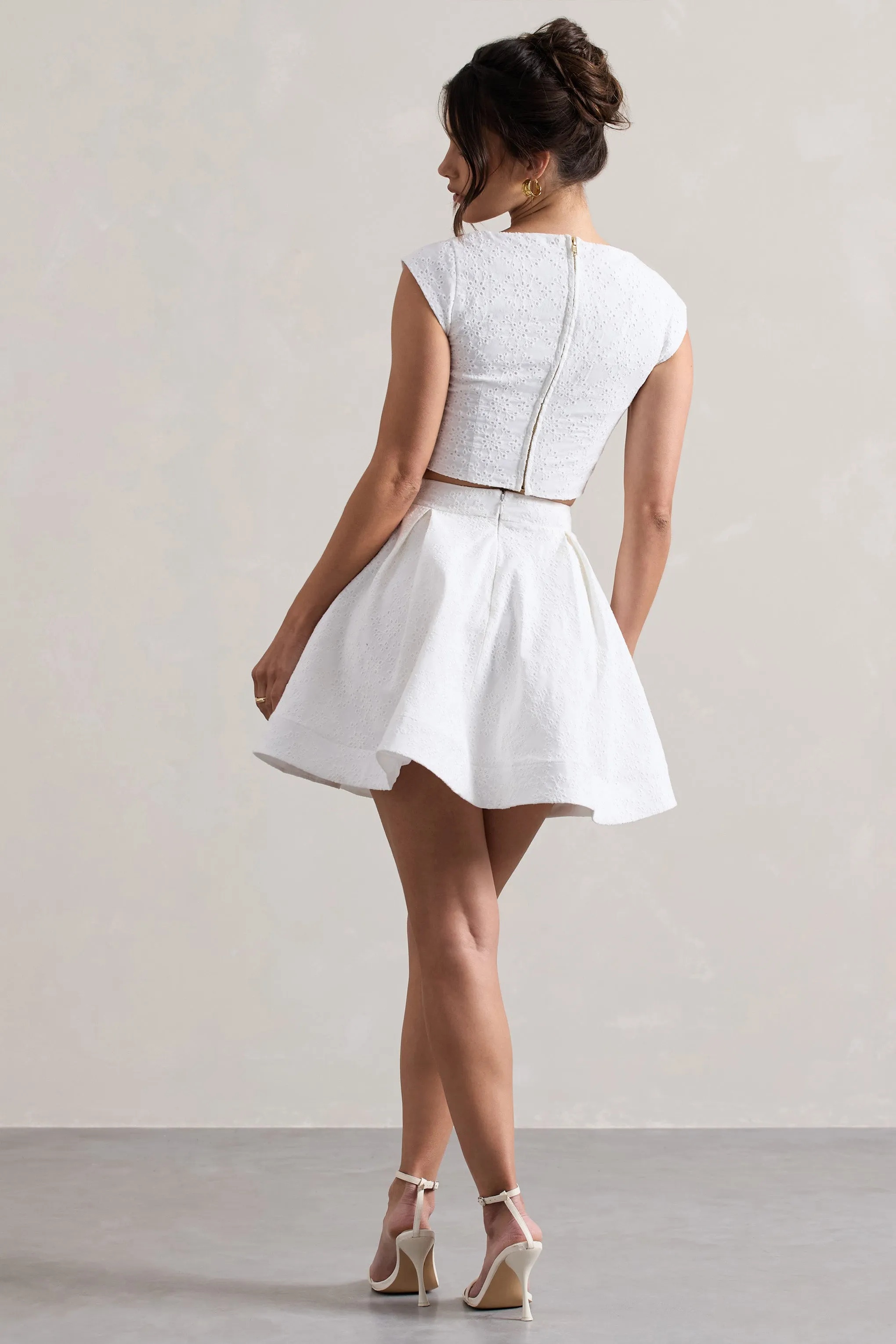 Jardanne | White Lace Skater Mini Skirt