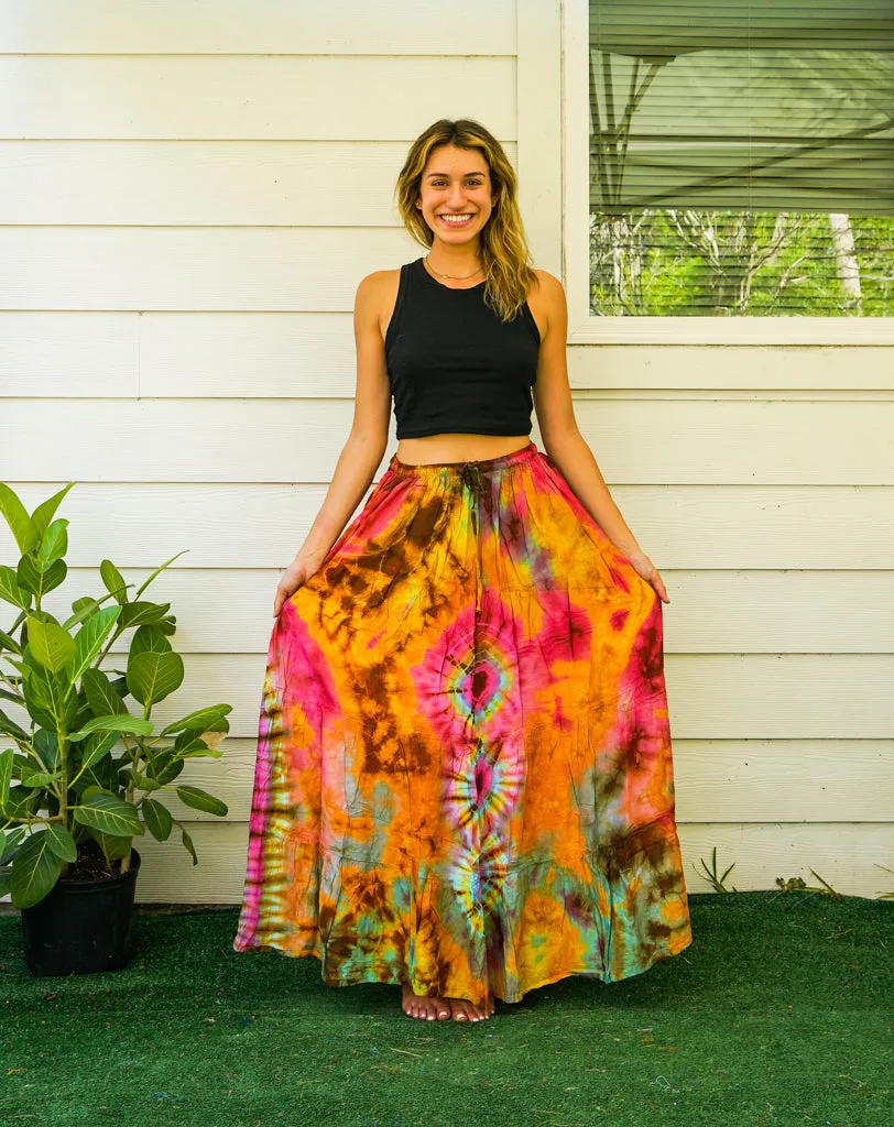 K4307- Hand Dyed Tiered Maxi Hippie Skirt